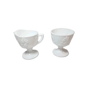 Vintage Indiana Milk Glass Colony Harvest Cream and Sugar Bowl 1960's